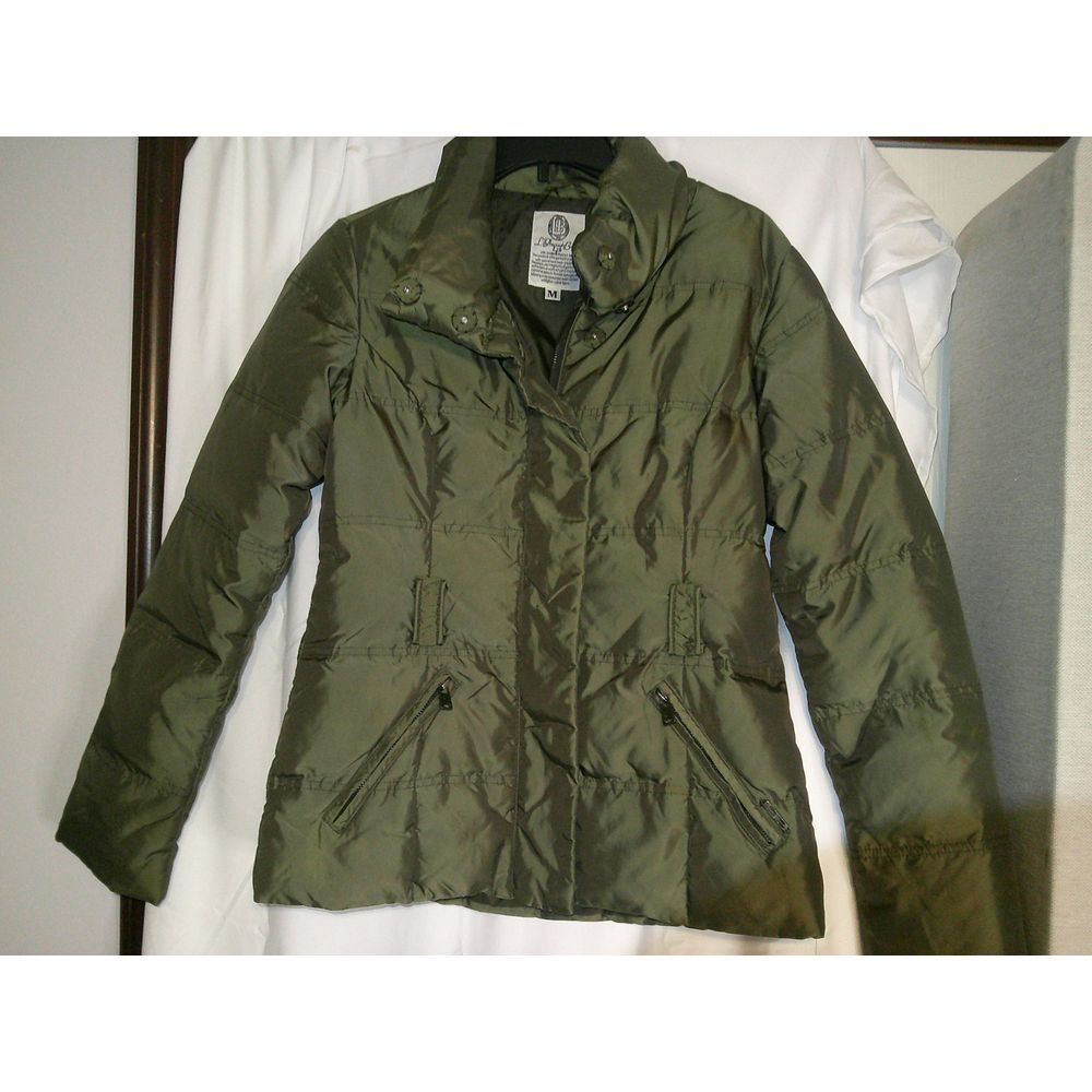 LTB Olive Green Puffer Jacket Quilted Coat Zip-Up Outerwear‎ Size Medium